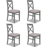 Statement Furniture Florence Crossback Upholstered Seat Chairs Set of 4 in Light Grey