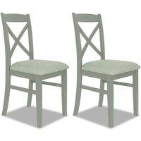 Statement Furniture Florence Crossback Upholstered Seat Chairs Set of 2 in Light Green