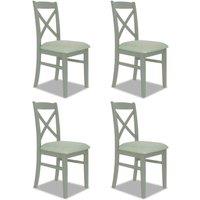 Statement Furniture Florence Crossback Upholstered Seat Chairs Set of 4 in Light Green