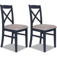 Statement Furniture Florence Crossback Upholstered Seat Chairs Set of 2 in Navy
