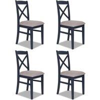 Statement Furniture Florence Crossback Upholstered Seat Chairs Set of 4 in Navy
