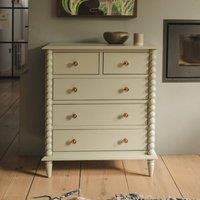 Statement Furniture Cromwell 2 over 3 Chest of Drawers with Bobbin Design in Light Green