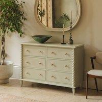 Statement Furniture Cromwell Large 6 Drawer Chest of Drawers with Bobbin Design in Light Green