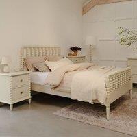 Statement Furniture Cromwell 5ft Wooden Bed Frame with Bobbin Design Head & Footboards in Cream | Size: King