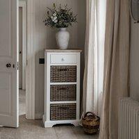 Statement Furniture Florence Tallboy with Drawer & 3 Storage Baskets in White