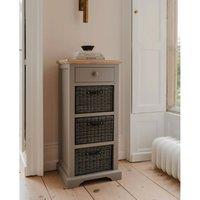 Statement Furniture Florence Tallboy with Drawer & 3 Storage Baskets in Light Grey