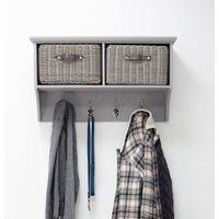 Statement Furniture Tetbury Coat Rack Hanging Shelf with 2 Grey Storage Baskets in Light Grey