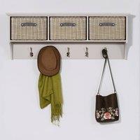 Statement Furniture Tetbury Large Coat Rack Hanging Shelf with 3 Brown Storage Baskets in Taupe