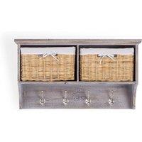 Statement Furniture Tetbury Acacia Wood Coat Rack / Shelf with Storage Baskets - Small in Brown