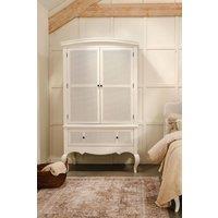 Statement Furniture Louis Large French Double Wardrobe with Rattan Cane Doors & Drawer in White