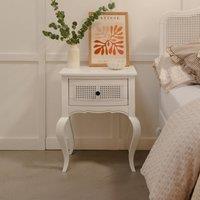 Statement Furniture Louis Bedside Table with Cane Rattan Drawer in White