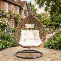 Rosewood & Stone Home Saltram - Single Egg Chair in Cream on Brown | Size: 1 Seater