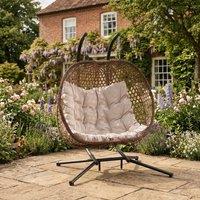 Rosewood & Stone Home Knole - Double Egg Chair in Cream on Brown | Size: 2 Seater