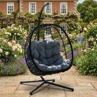 Rosewood & Stone Home Calke - Single Egg Chair in Dark Grey on Black | Size: 1 Seater