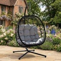 Rosewood & Stone Home Calke - Single Egg Chair in Light Grey on Black | Size: 1 Seater