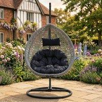 Rosewood & Stone Home Attingham - Single Egg Chair in Dark Grey on Grey | Size: 1 Seater