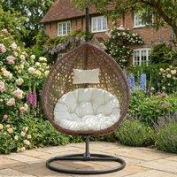 Rosewood & Stone Home Attingham - Single Egg Chair in Cream on Brown | Size: 1 Seater