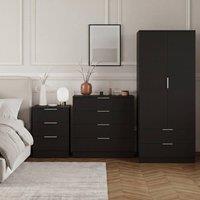 HD Designs Trega 3Pc Bedroom Set(3Dr Bedside, 4Dr Chest & Wardrobe) in Black