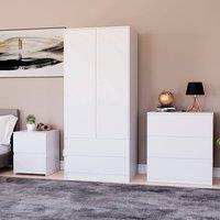 HD Designs Denver Bedroom Set (2 Dr Bedside, 3 Dr Chest, Wardrobe) in White