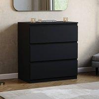 HD Designs Denver 3 Drawer Chest of Drawers Storage in Black