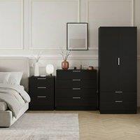 Home Discount Vida Designs Trega 3Pc Bedroom Set(3Dr Bedside, 4Dr Chest & Wardrobe) in Black