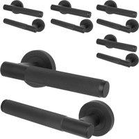 AFIT Matt Black Door Handles Round Rose, 5 Pairs Knurled Internal Lever | Size: 150mm x 150mm