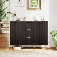 HOMCOM Sideboard Buffet Cabinet w/ 3 Drawers & Adjustable Shelves, Black