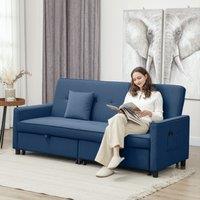 HOMCOM Reversible L-Shaped Sectional Sofa Bed with Cushions in Blue