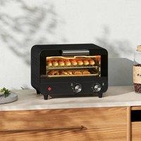 HOMCOM Small Toaster Oven, 12L Mini Countertop Oven with Glass Door, Black