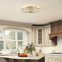 HOMCOM Ceiling Fans with Lights & Remote & App Control for Bedroom, Gold | Size: Small