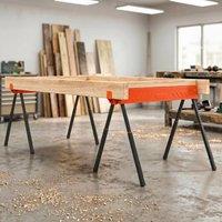 HOMCOM Saw Horses Twin Pack, Sawhorses with Height Adjustable Legs, Orange