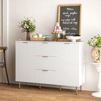 HOMCOM Sideboard Buffet Cabinet w/ 3 Drawers & Adjustable Shelves, White
