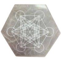 KDMD Hexagonal Selenite Charging Plate with Direction & Decision Design in Grey