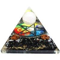 KDMD Midnight Pentagon Orgonite Pyramid Pendant 70mm Power Flow in Black