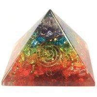 KDMD Lrg Orgonite Pyramid 70mm Chakra Gemchips Pendant Wow