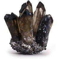 KDMD Smoky Ghost Quartz Cluster Grounding & Mystical Crystal Decor in Black