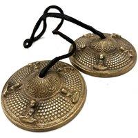 KDMD Tibetan Tingsha Bell Five Buddhas Meditation Cymbals 9.5cm in Gold
