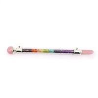 KDMD 7 Chakra Crystal Healing Wand Rose Quartz & Chakra Stones 22cm in Pink