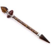 KDMD Shiva Lingam Magic Wand in Tiger Eye for Confidence & Empowerment in Brown