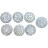 KDMD Chakra Selenite Charging Plates Set for Crystal Cleansing & Energy in Grey