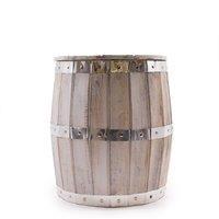 KDMD Whitewash Beer Barrel Stool with Storage Rustic Vintage Charm in White