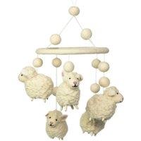 KDMD Handmade Felt Mobile with White Sheep Soothing Nursery Decor