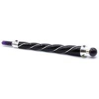 KDMD Twisted Healing Wand Silver Amethyst Sphere for Meditation in Black