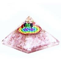 KDMD Rose Quartz Rainbow Orgonite Pyramid Love & Healing 70mm in Pink
