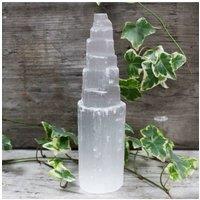 KDMD Natural Moroccan Selenite Tower 20cm for Healing & Meditation in White