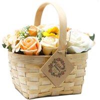 KDMD Large Orange Rose Hyacinth Sunflower Bouquet in Wicker Basket