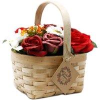 KDMD Large Red Rose Hyacinth Sunflower Bouquet in Wicker Basket