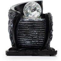 KDMD Tabletop Water Fountain with Crystal Ball Zen Modern Decor in Black