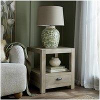 KDMD Haldon 1 Drawer Side Table With Shelf & Open Storage in Brown