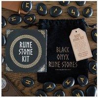 KDMD Black Onyx Viking Rune Stones Set of 25 for Rituals & Meditation
